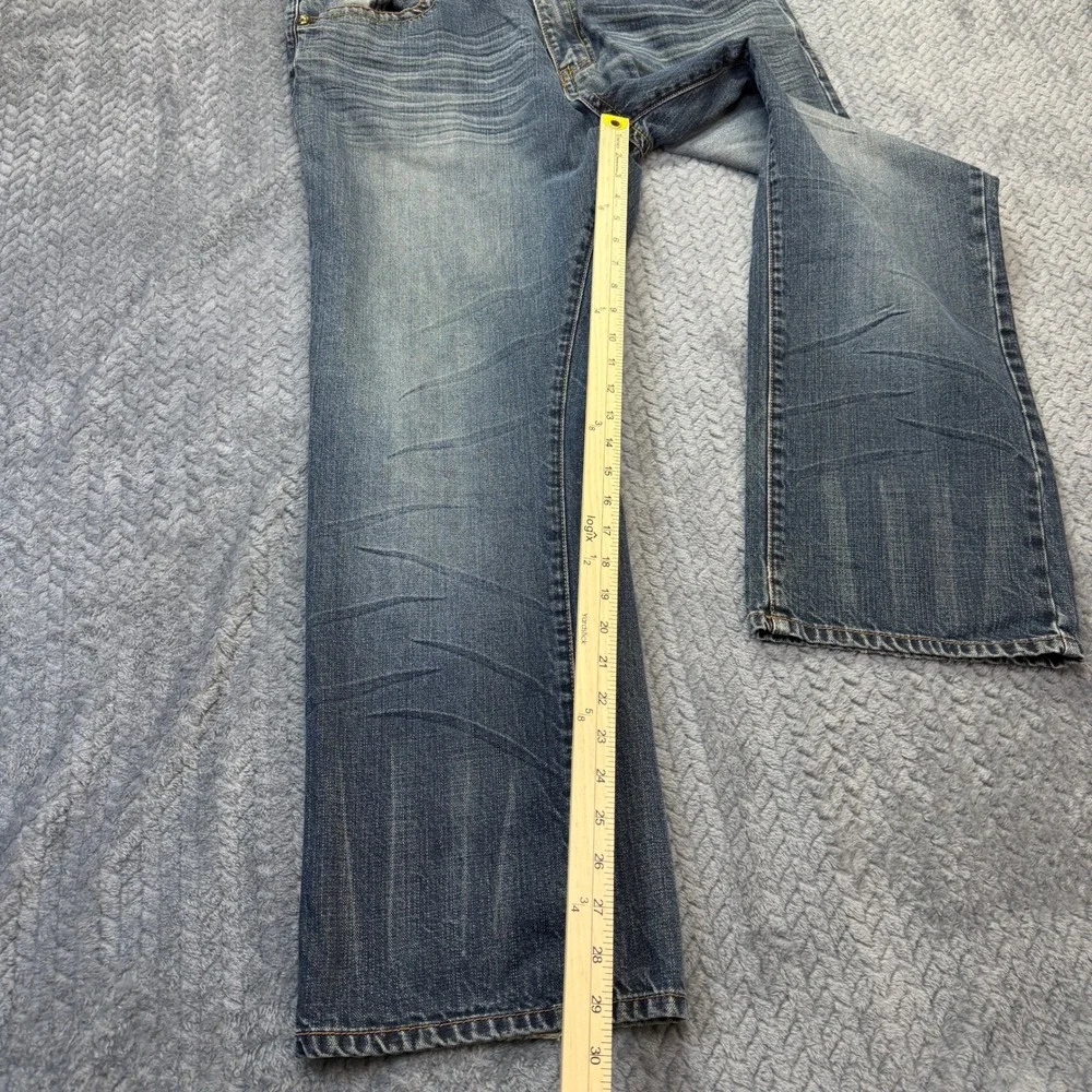 TM Exposure Jeans Mens 38x29 Blue Denim Y2K Fleur De Lis‎ Streetwear Rivets